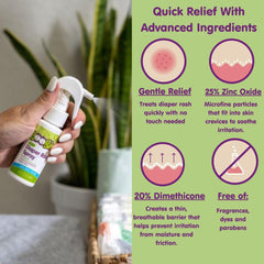 Boogie Diaper Rash Spray label close-up with product details.