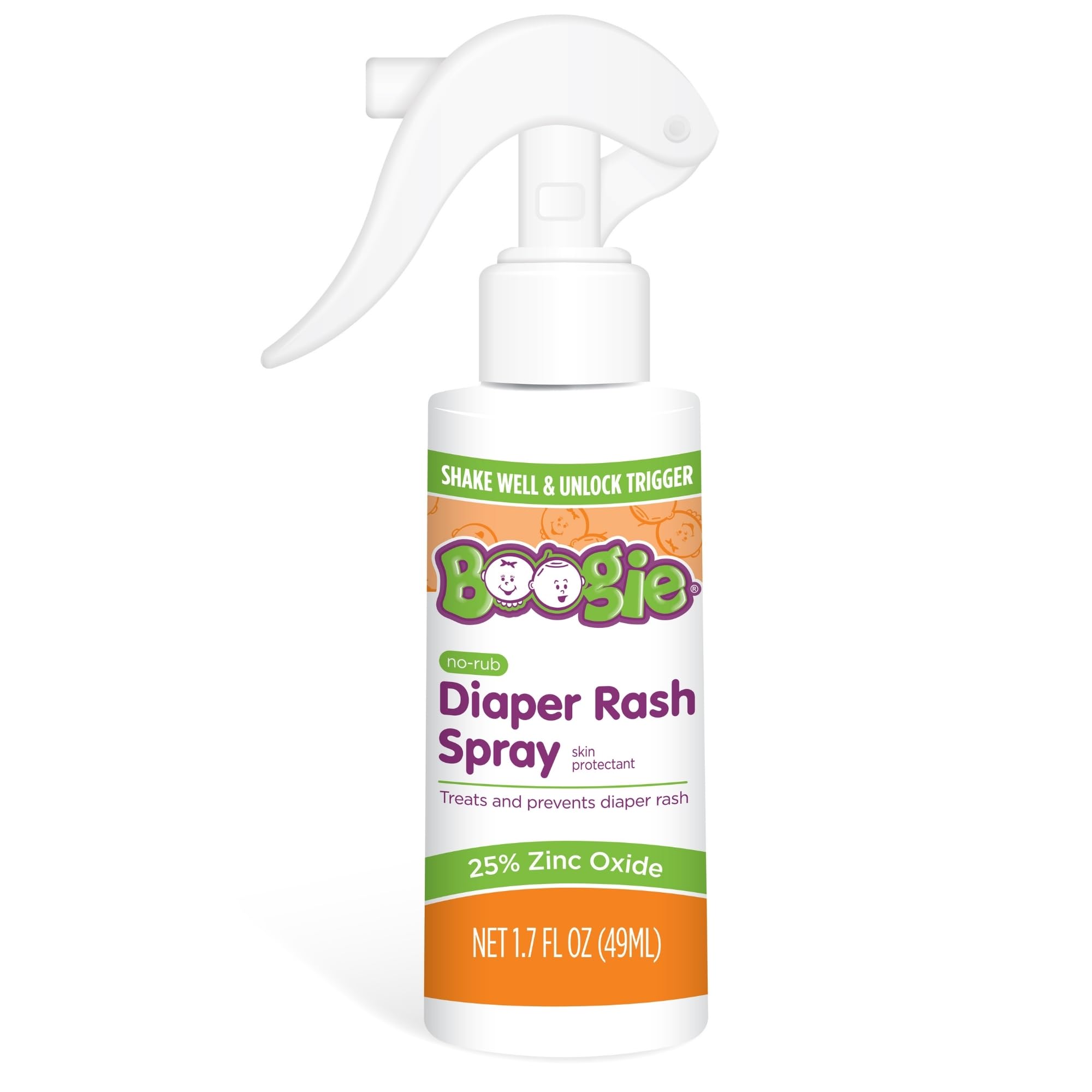 Boogie Diaper Rash Spray no-rub application shown at the changing table.