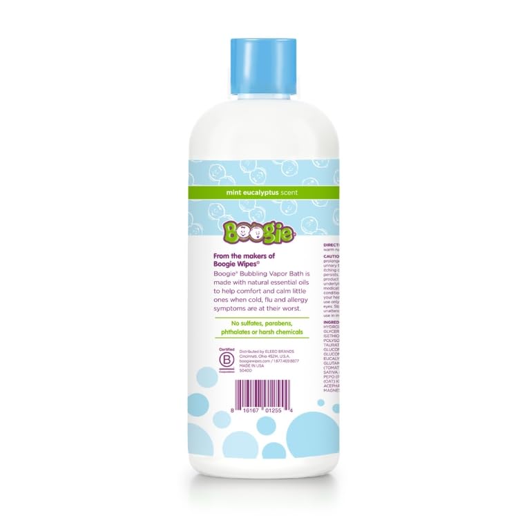 Boogie Kids Bubble Bath packaging shows two 18 oz bottles for easy family use.