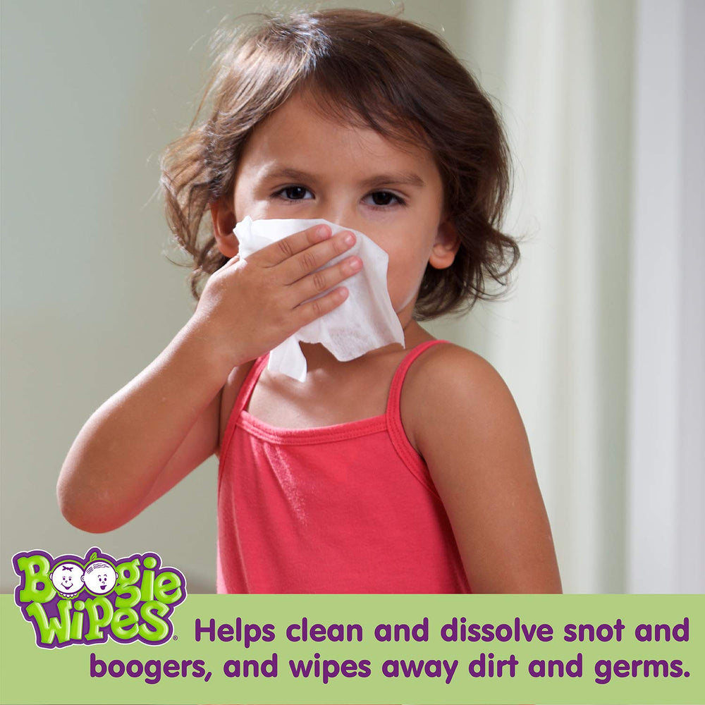 Boogie Nose Wipes used on a child’s face for gentle cleaning