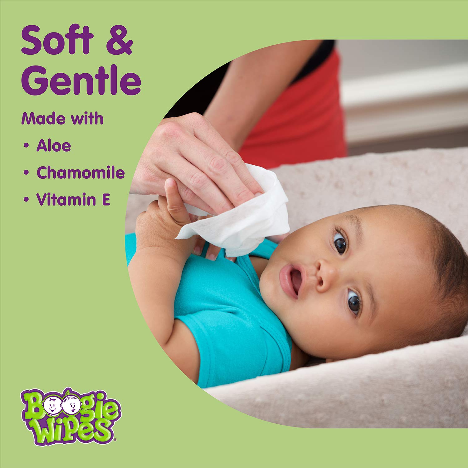 Lavender scented Boogie wipes provide a calming aroma