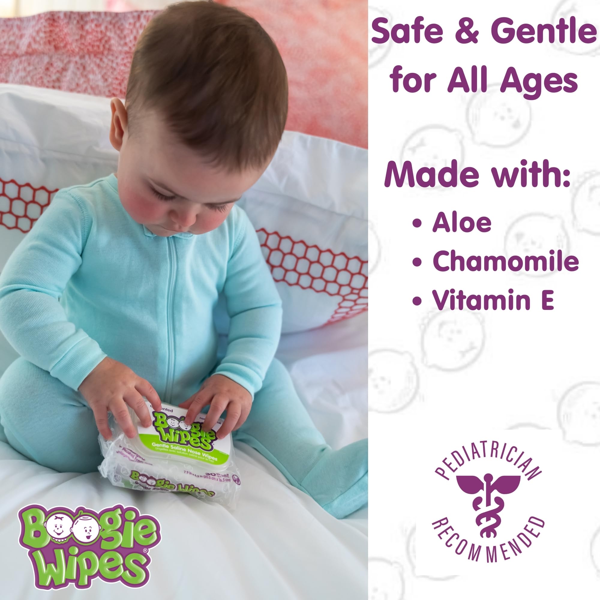 Boogie saline wipe close-up showing soft texture and moisture.
