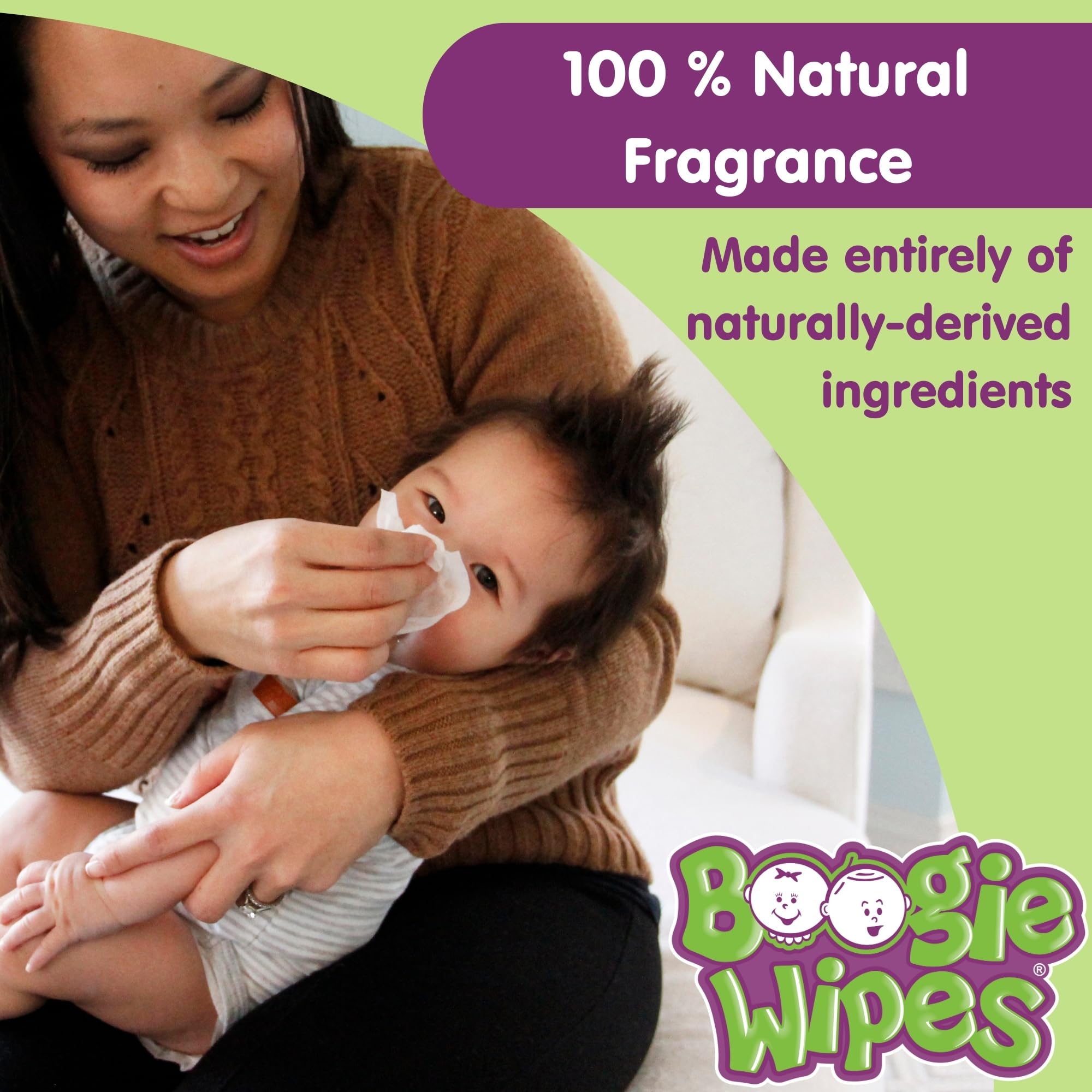 Boogie Wipes chamomile and vitamin E formula label for soothing care