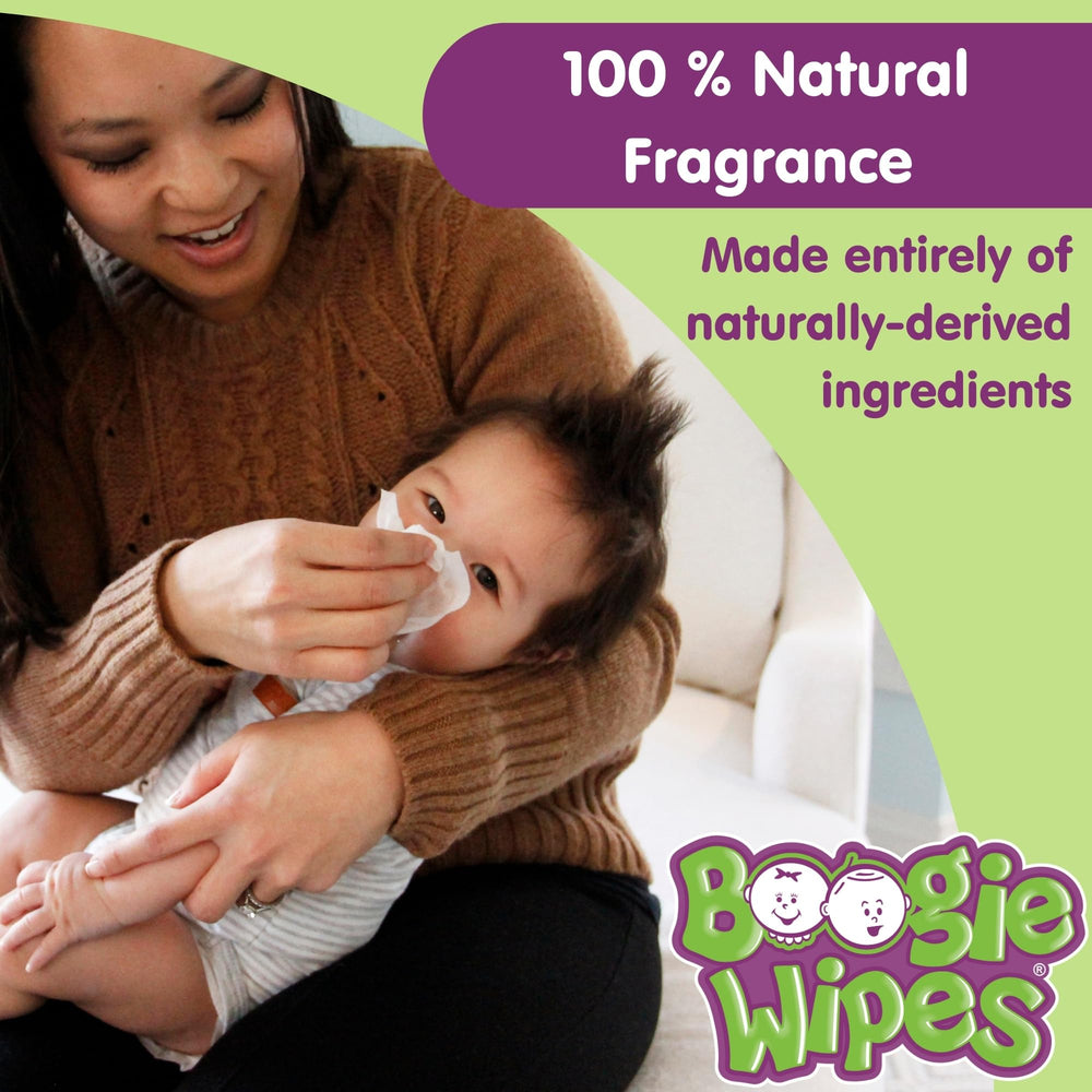 Boogie Wipes chamomile and vitamin E formula label for soothing care