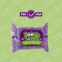 Boogie Wipes for face, hands, and body; versatile wipe on the go.