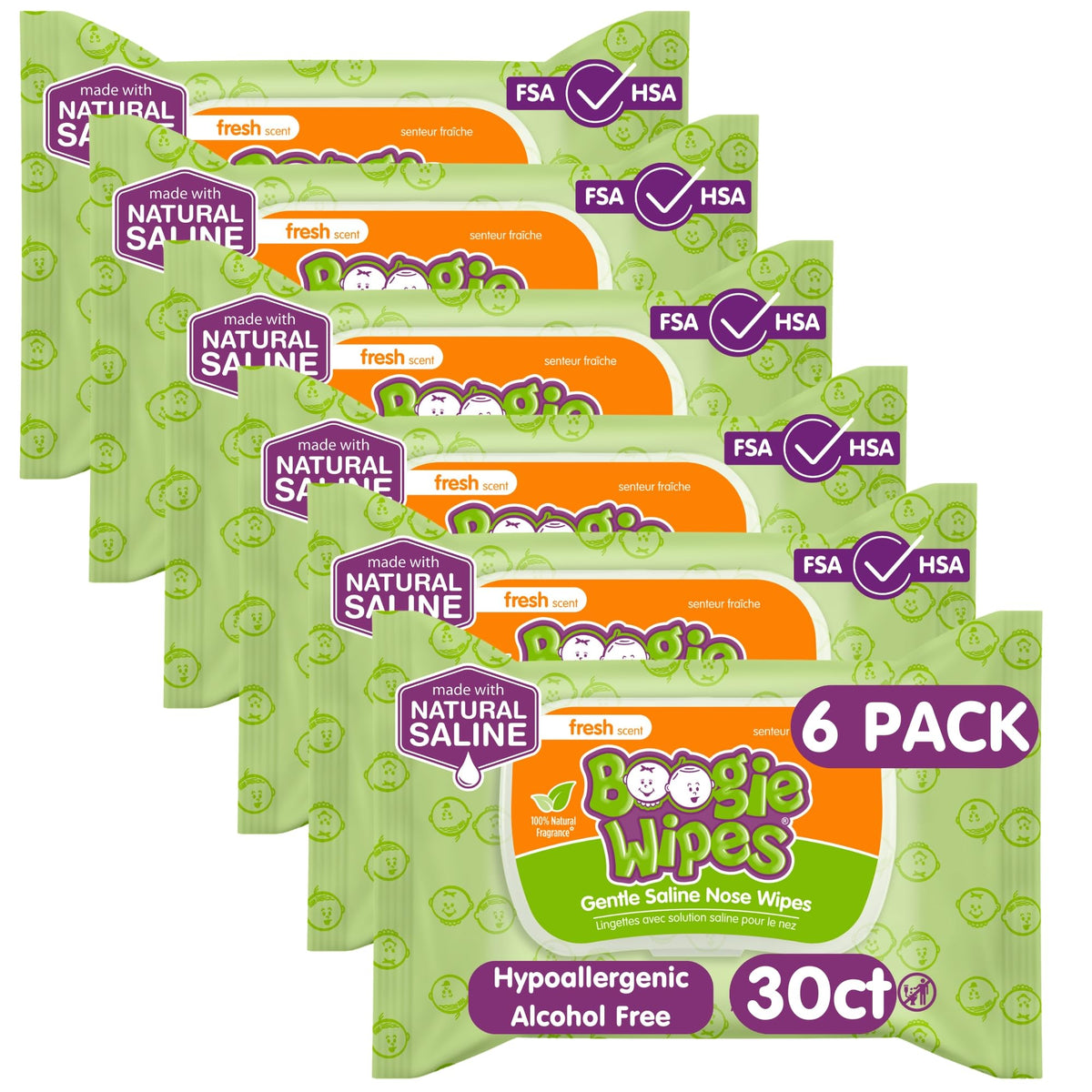 Boogie Wipes pack with flip-top lid open for quick on-the-go cleansing