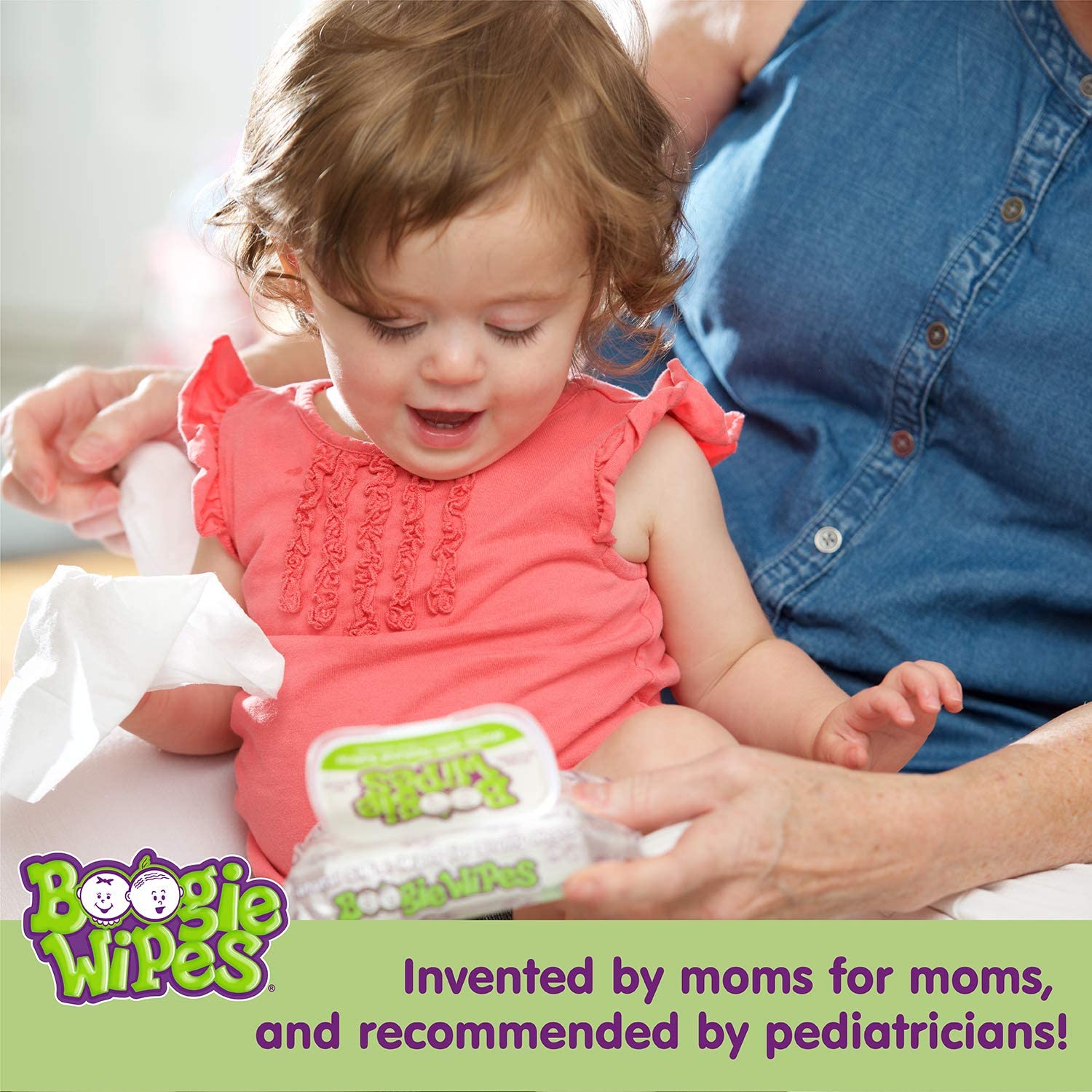 Boogie Wipes soft texture; gentle daily cleansing for sensitive noses.