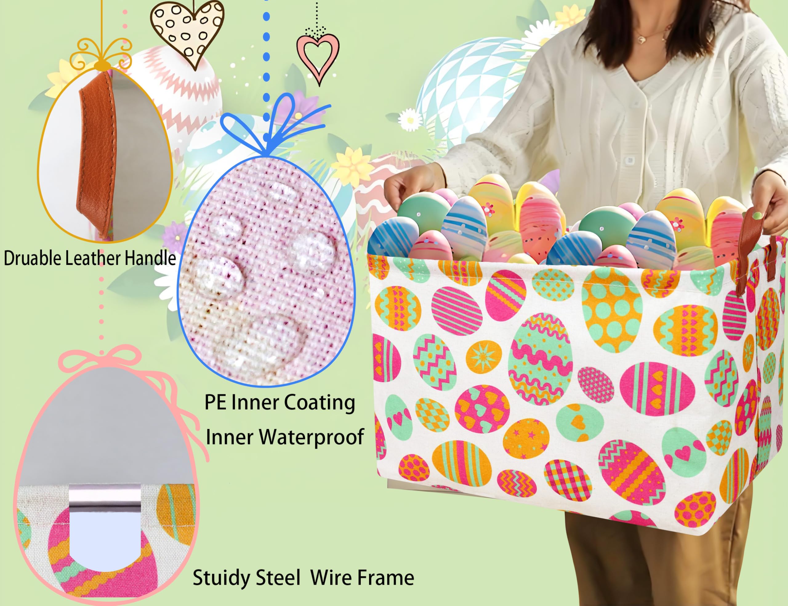 BOOHIT Easter basket folds flat for easy storage after celebrations