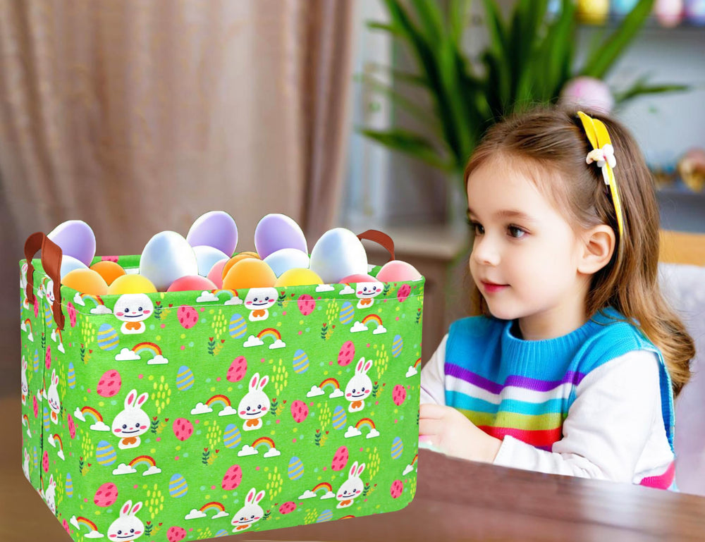 BOOHIT Rainbow Bunny basket used as home decor and storage