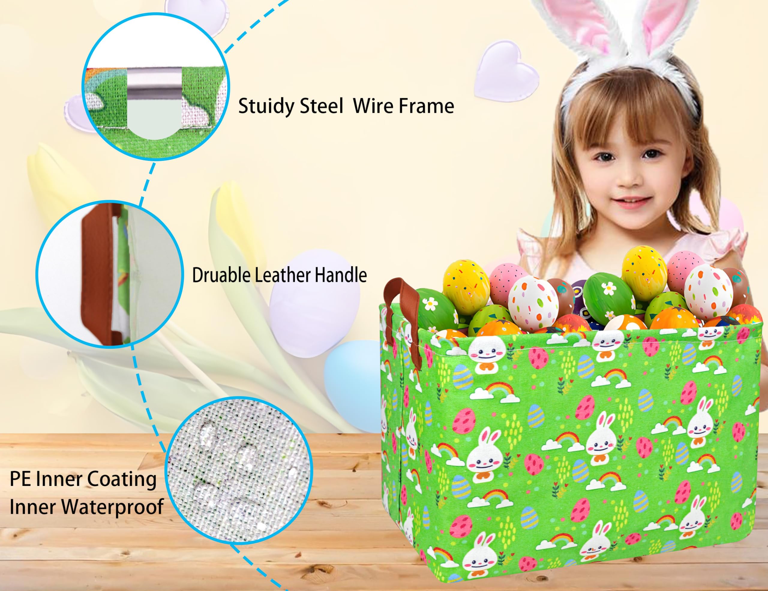 BOOHIT Easter basket waterproof inner liner protects contents