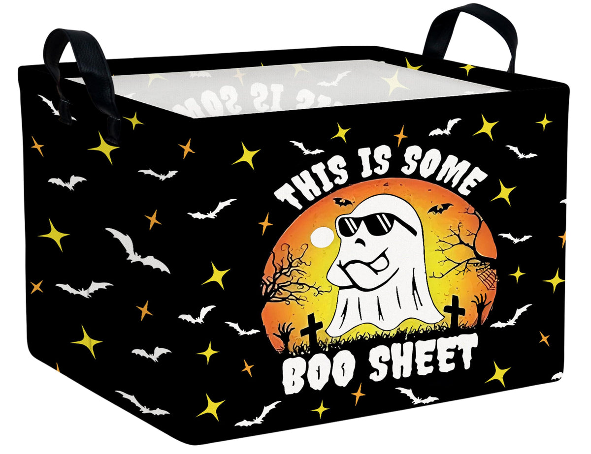BOOHIT Halloween candy basket with sunglasses-spooky design for trick-or-treat prep