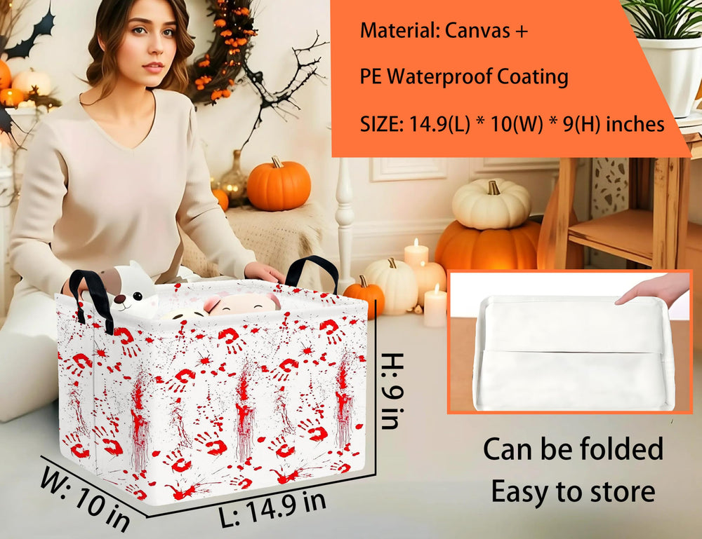 BOOHIT large storage bin showcases Halloween pattern, ideal for organizing toys.