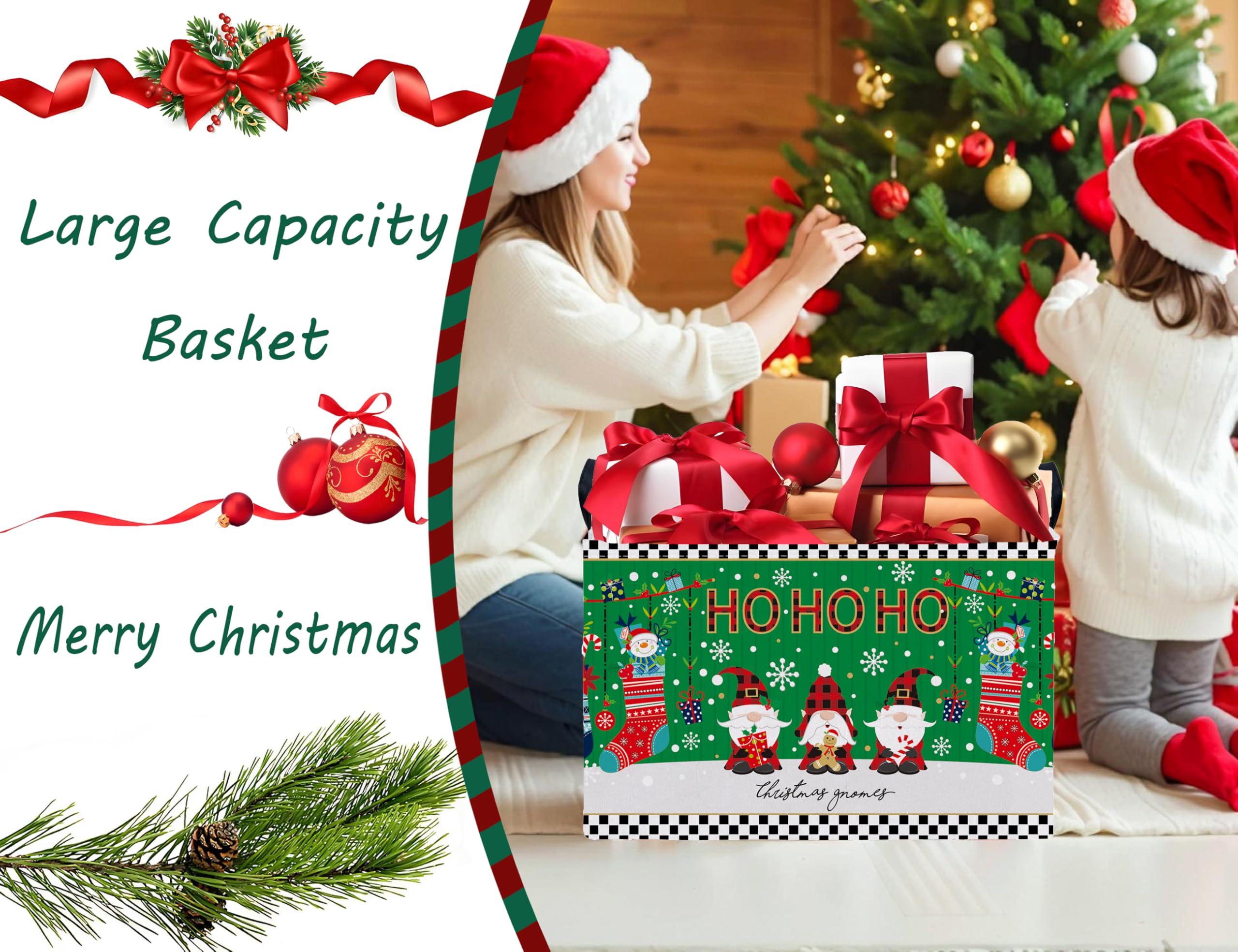 Boohit Christmas-themed basket keeps small items tidy during holidays.