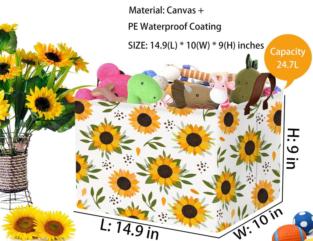 BOOHIT Sunflower collapsible bin showing its compact design when empty.