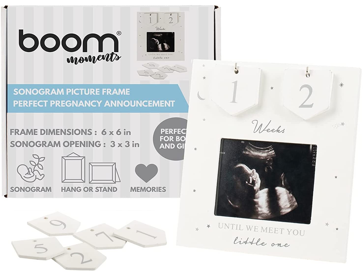 Boom Moments gift-ready frame perfect for pregnancy announcements.