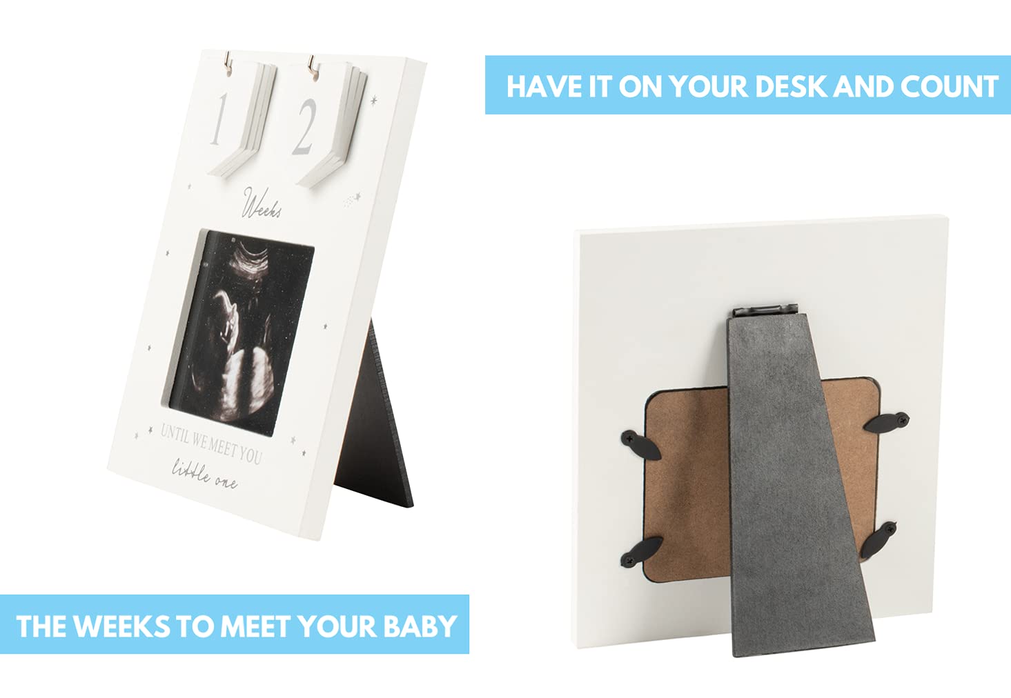 Boom Moments nursery decor display shown on a shelf in a newborn room.