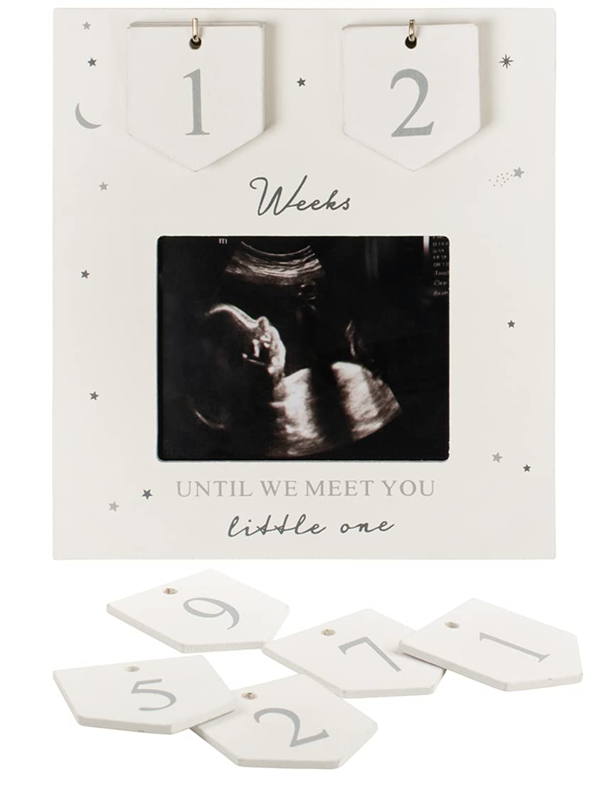 Boom Moments sonogram frame displaying countdown weeks for nursery keepsake.