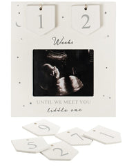 Boom Moments sonogram frame displaying countdown weeks for nursery keepsake.