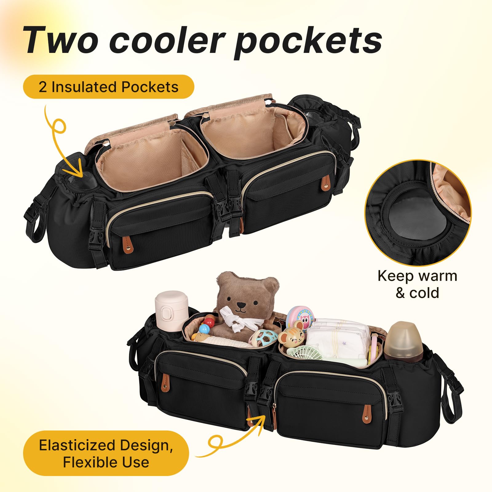 Boomistry insulated cooler pockets keep bottles cool during outings.