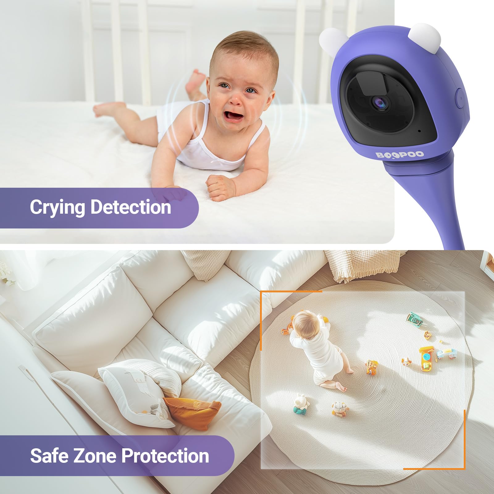 BOOPOO night vision shows baby clearly in low light without disruption