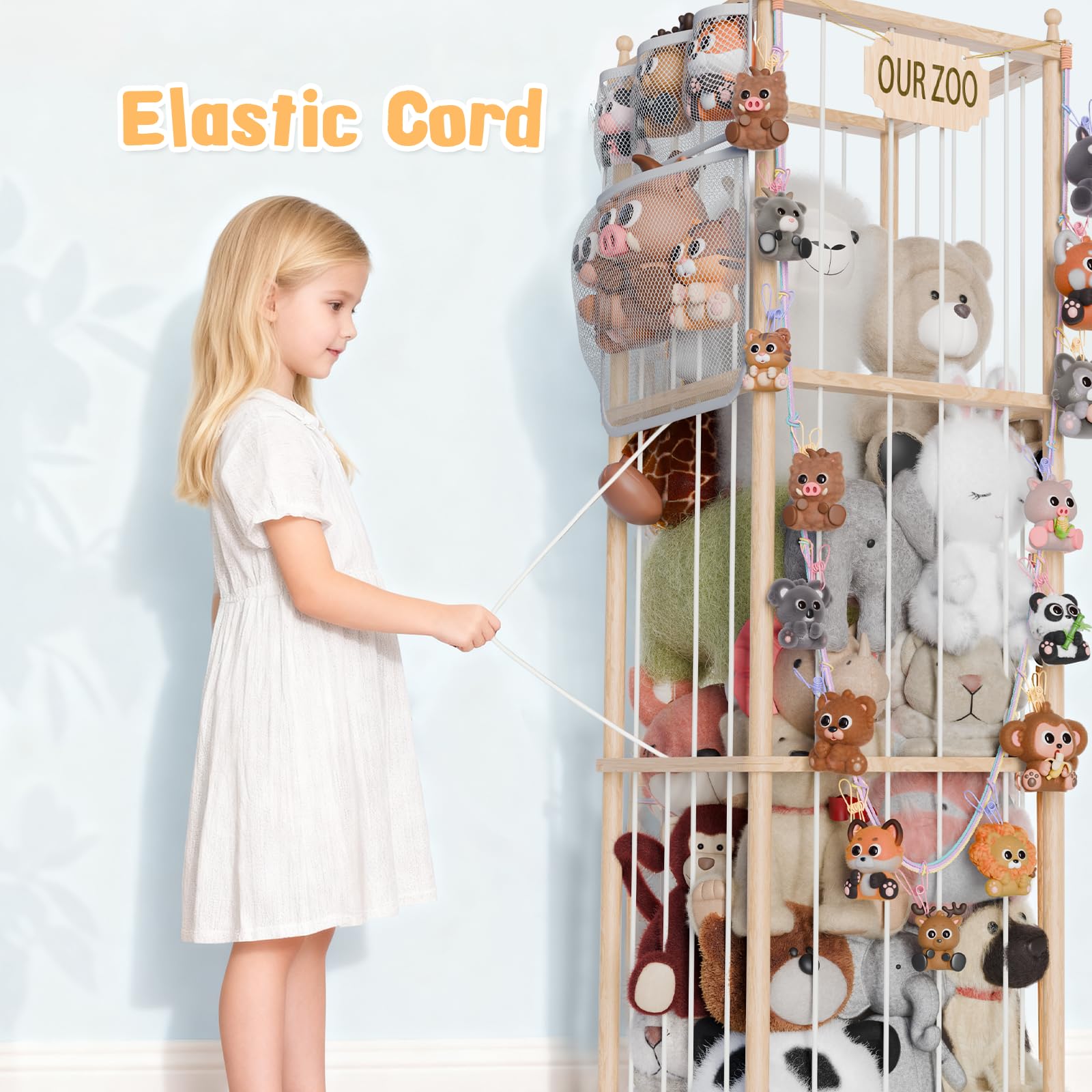 Boostool pine wood frame providing sturdy support for many plush toys
