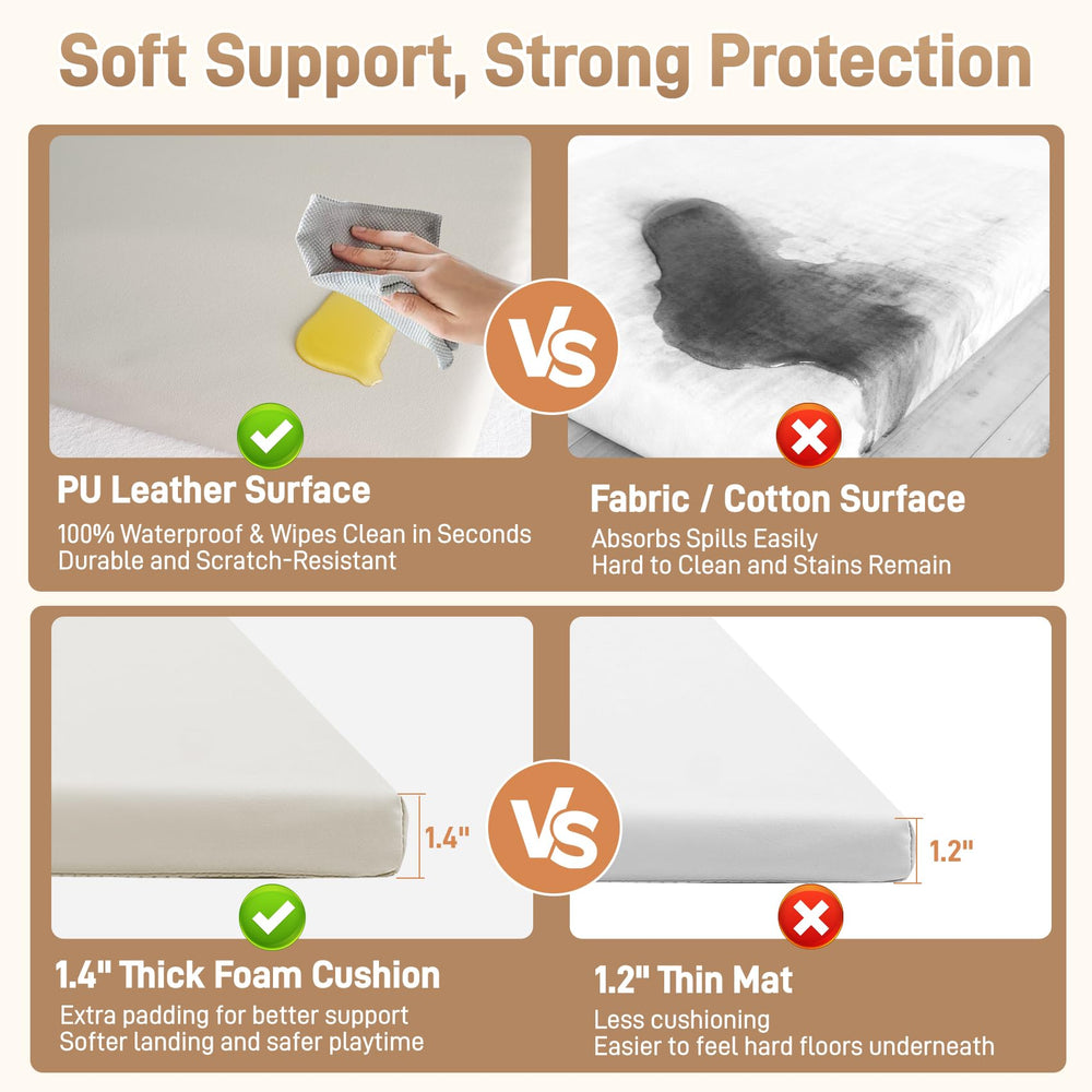 Bootuu memory foam 1.4-inch cushion absorbs light impacts during crawls.