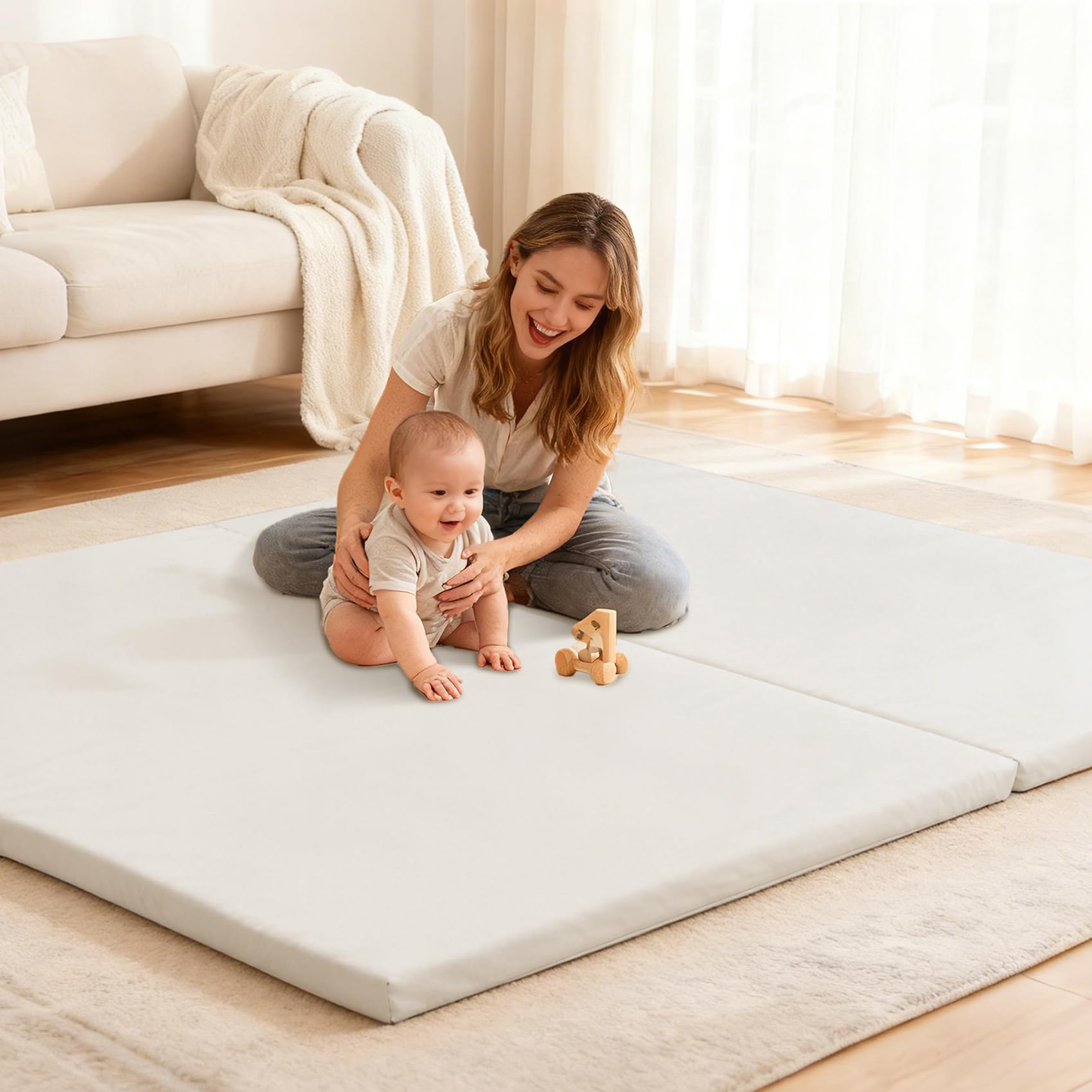 Bootuu ultra-soft play mat with foam-1-4in cushions for cozy tummy time