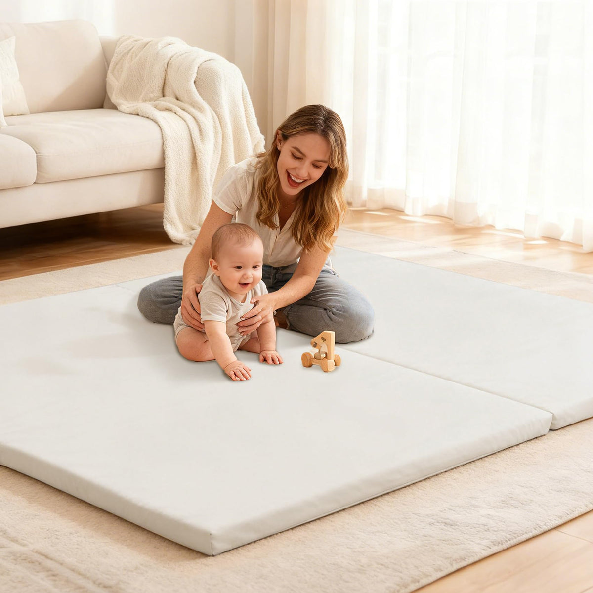 Bootuu ultra-soft play mat with foam-1-4in cushions for cozy tummy time