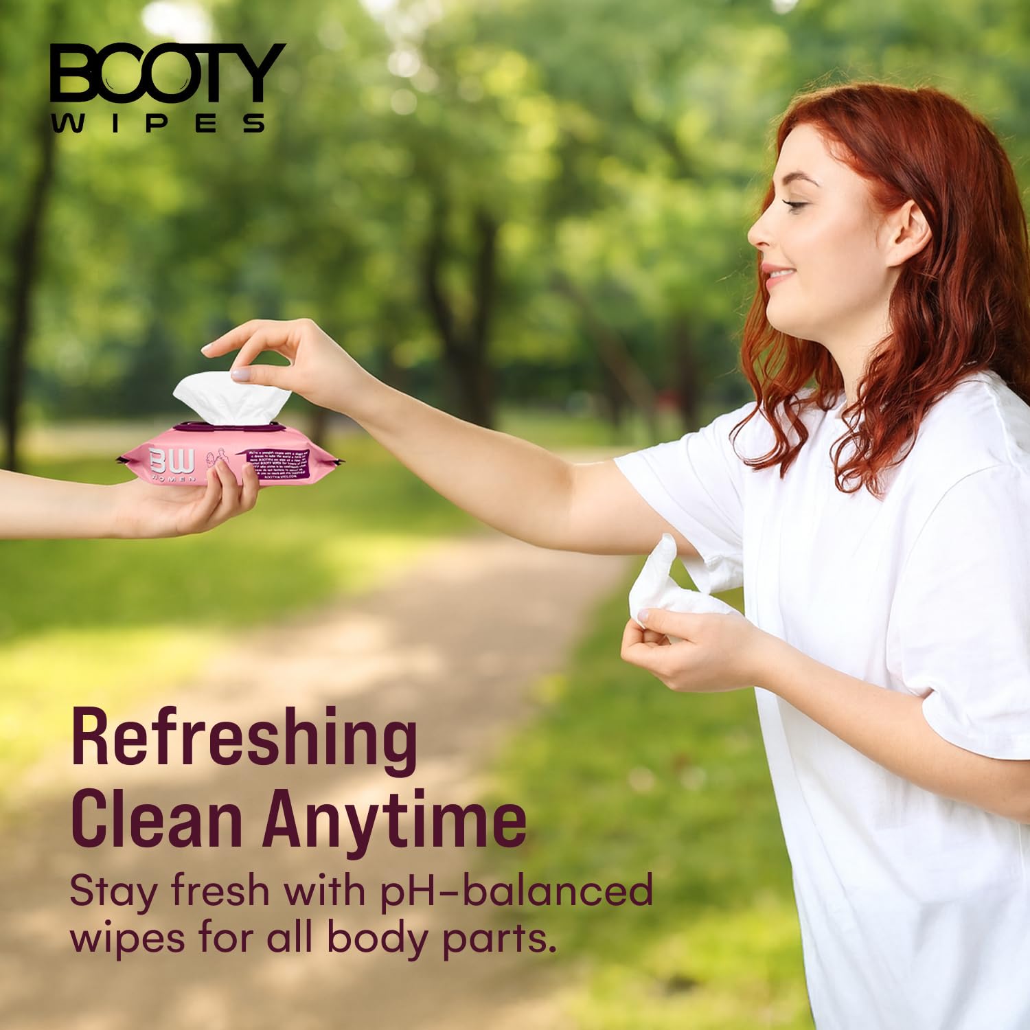 Booty Wipes aloe vera and vitamin E close-up showing soothing formula.