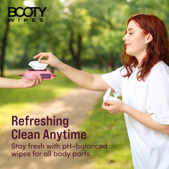 Booty Wipes aloe vera and vitamin E close-up showing soothing formula.