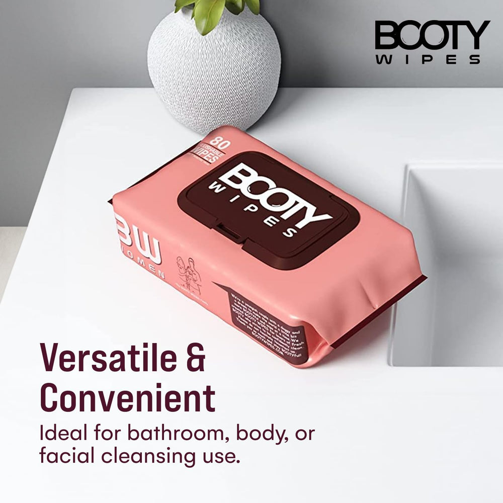 Booty Wipes flushable design shows sewer-safe fibers.