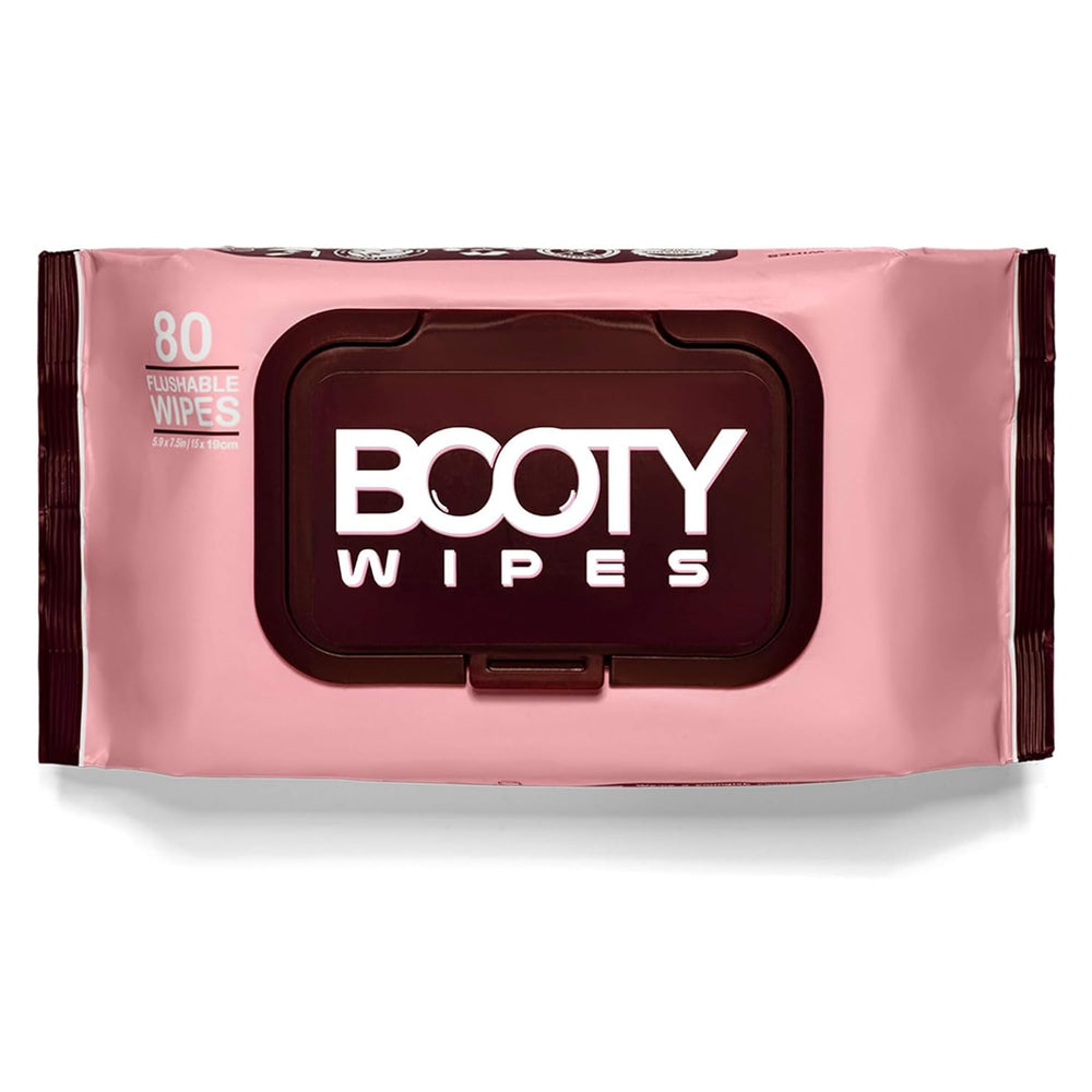Booty Wipes flushable women wipes pack shot for on-the-go freshness.