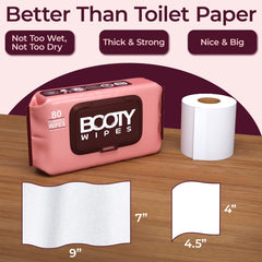 Booty Wipes wet wipes for body, face, and hands offer versatile cleansing.