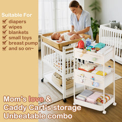 BOPHILI diaper caddy showing 10 side pockets for easy access.