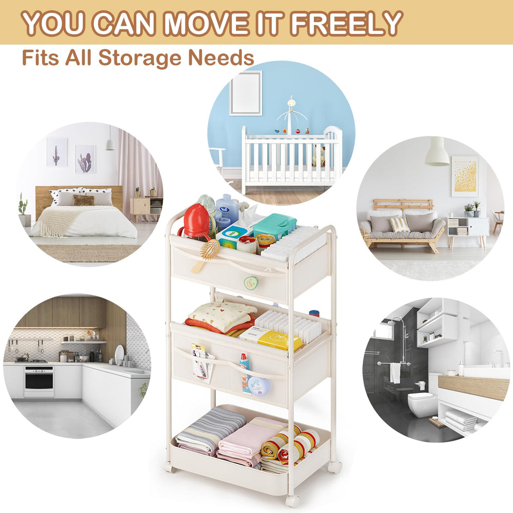 BOPHILI diaper caddy featuring 360-degree wheels for easy mobility.