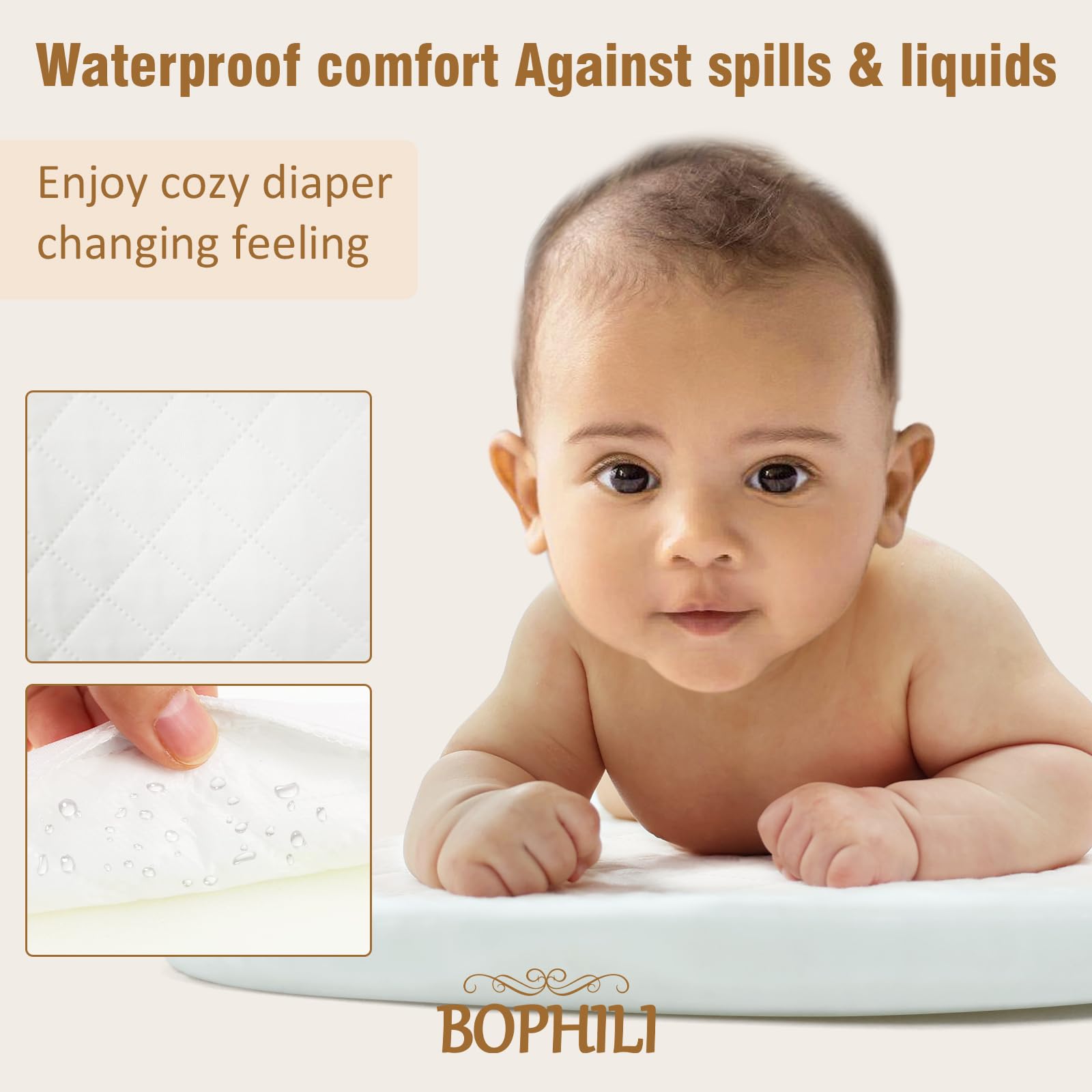 BOPHILI easy-clean change pad remains wipeable for quick cleanup