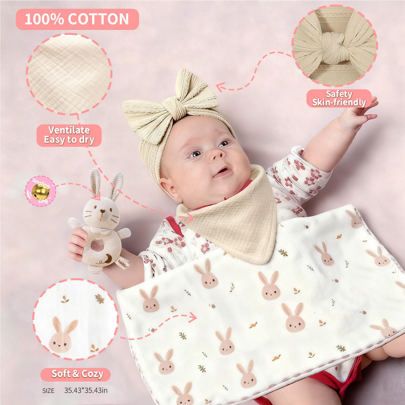 BOPHILI rabbit ringing bell soothes and entertains baby