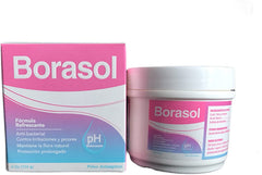Borasol intimate wash application visual emphasizing external hygiene use.