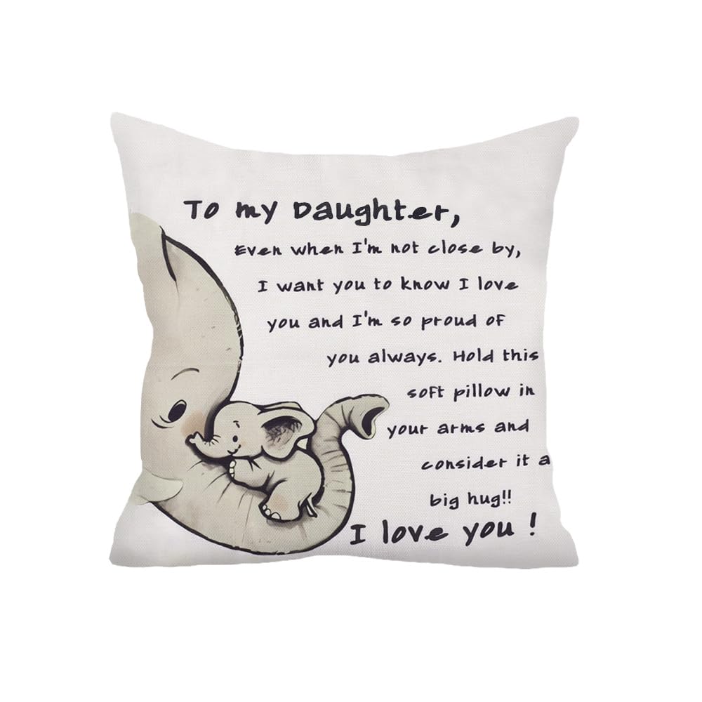 Borhmty daughter pillow cover with text design for warm hugs at home