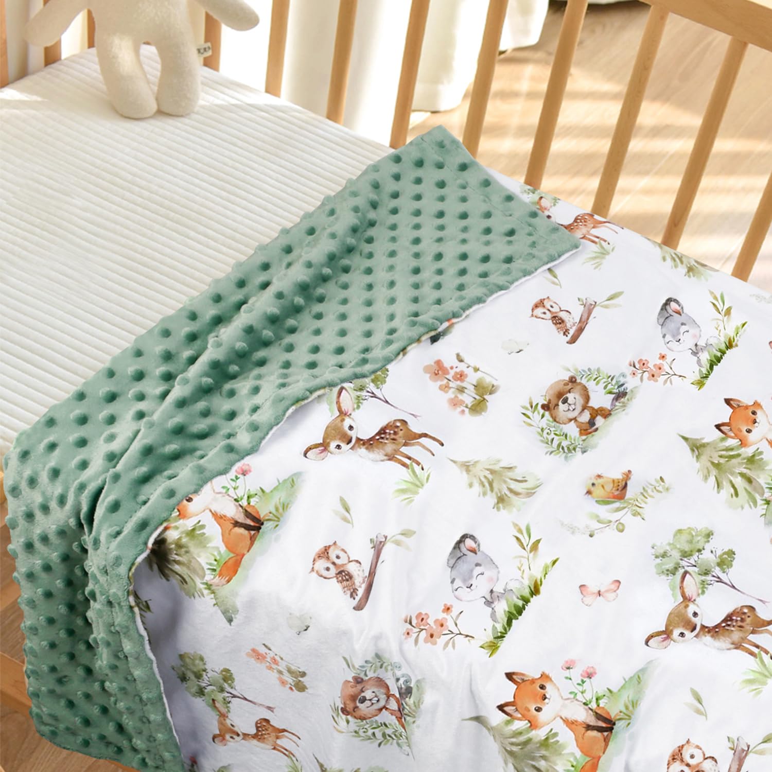 BORITAR woodland animal design blanket adds charm to a nursery