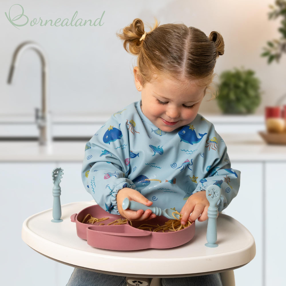 Bornealand BPA-free silicone spoons offer safe, gentle meals.