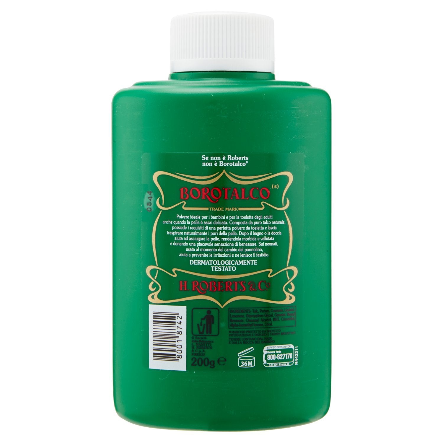 Borotalco talc jar 200 g close-up texture highlights silky powder