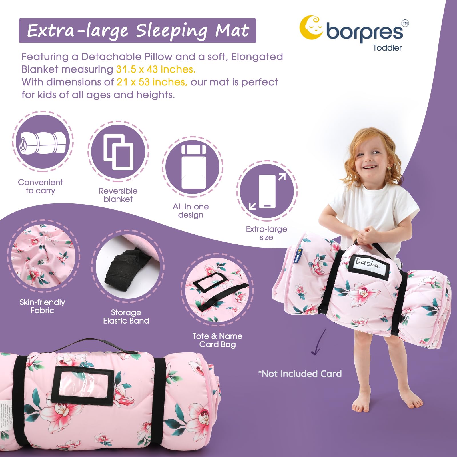 BORPRES nap mat breathable fabrics highlight skin-friendly resting surface.