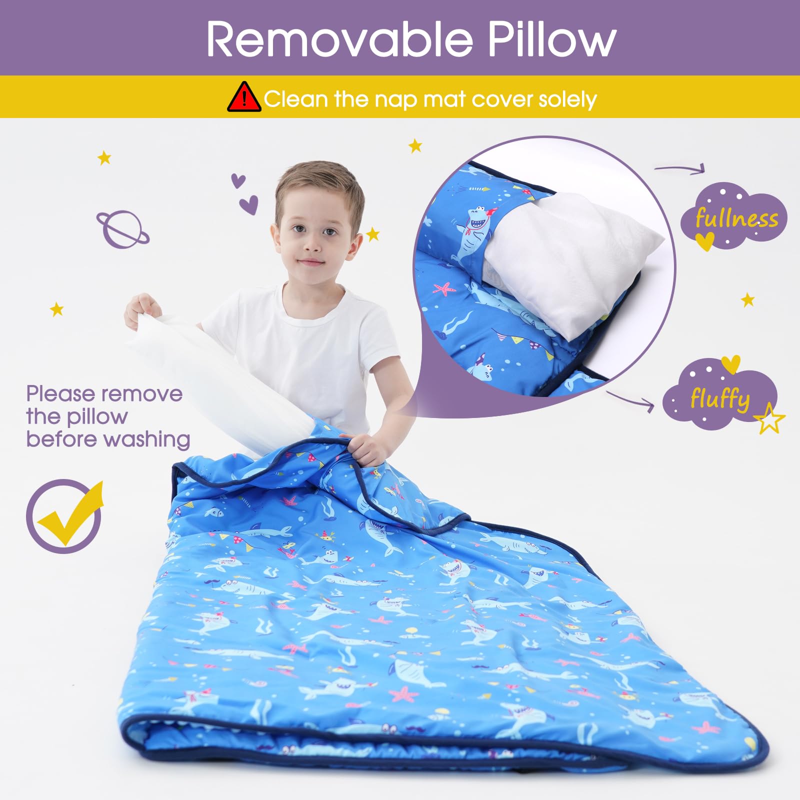 BORPRES Shark Nap Mat thick padding for extra cozy rest.