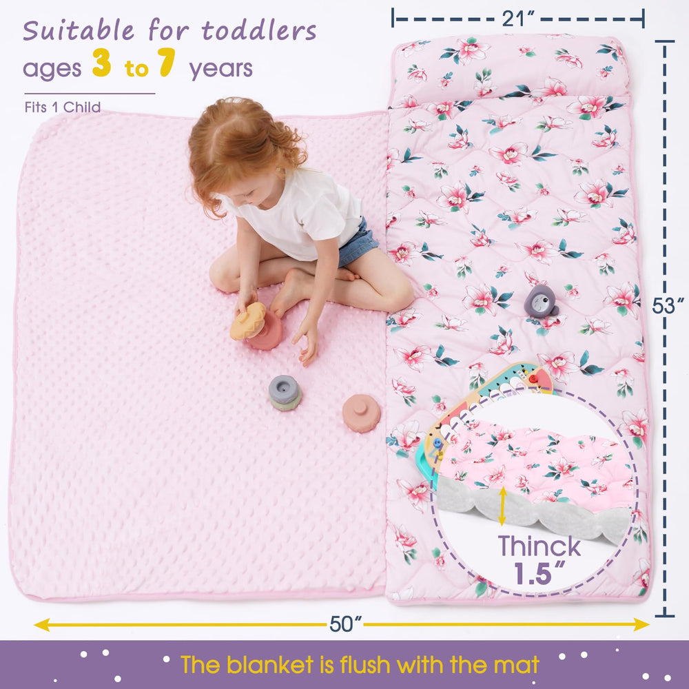 BORPRES nap mat with detachable pillow close-up emphasizes easy care.