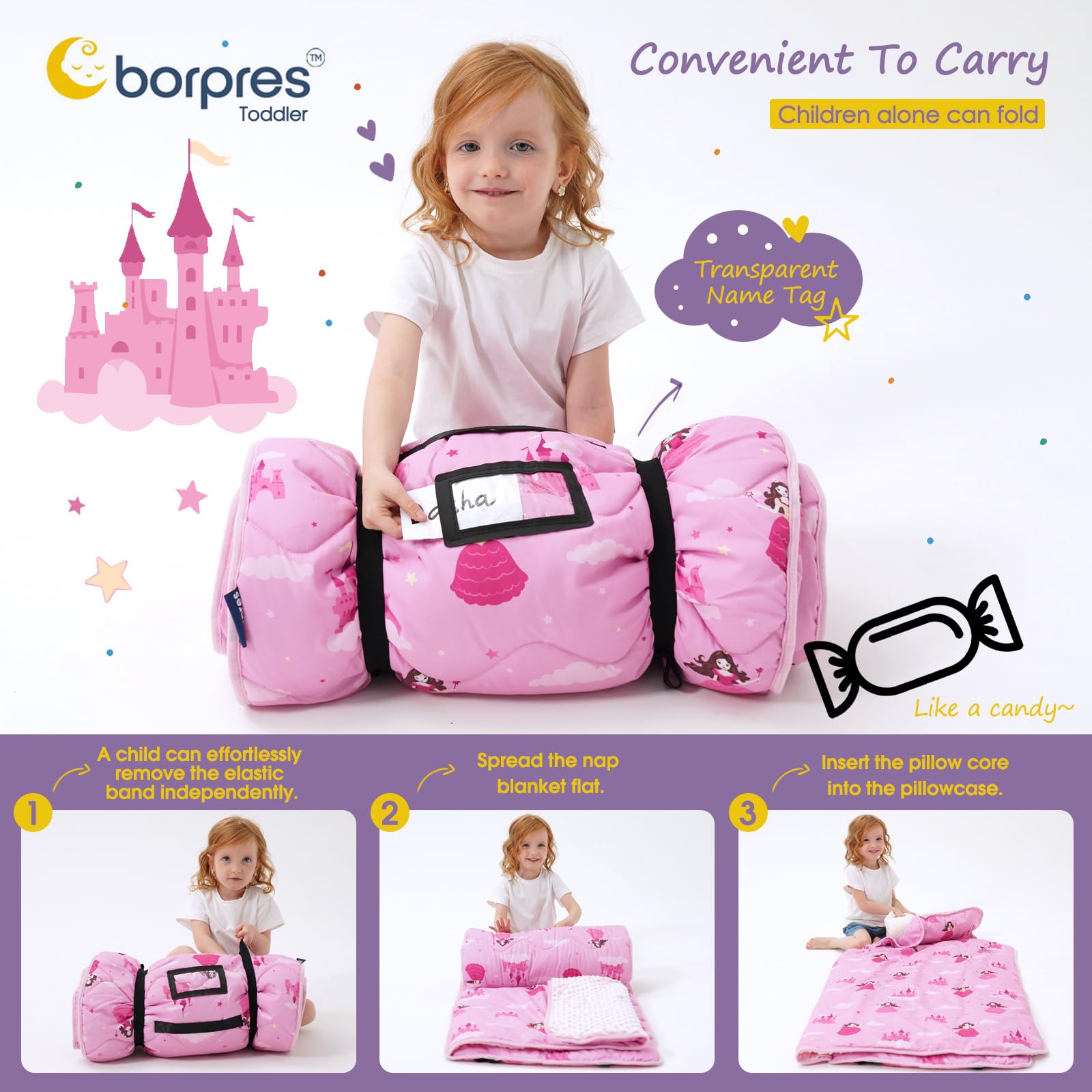 BORPRES plush minky fleece nap mat offers cozy comfort.