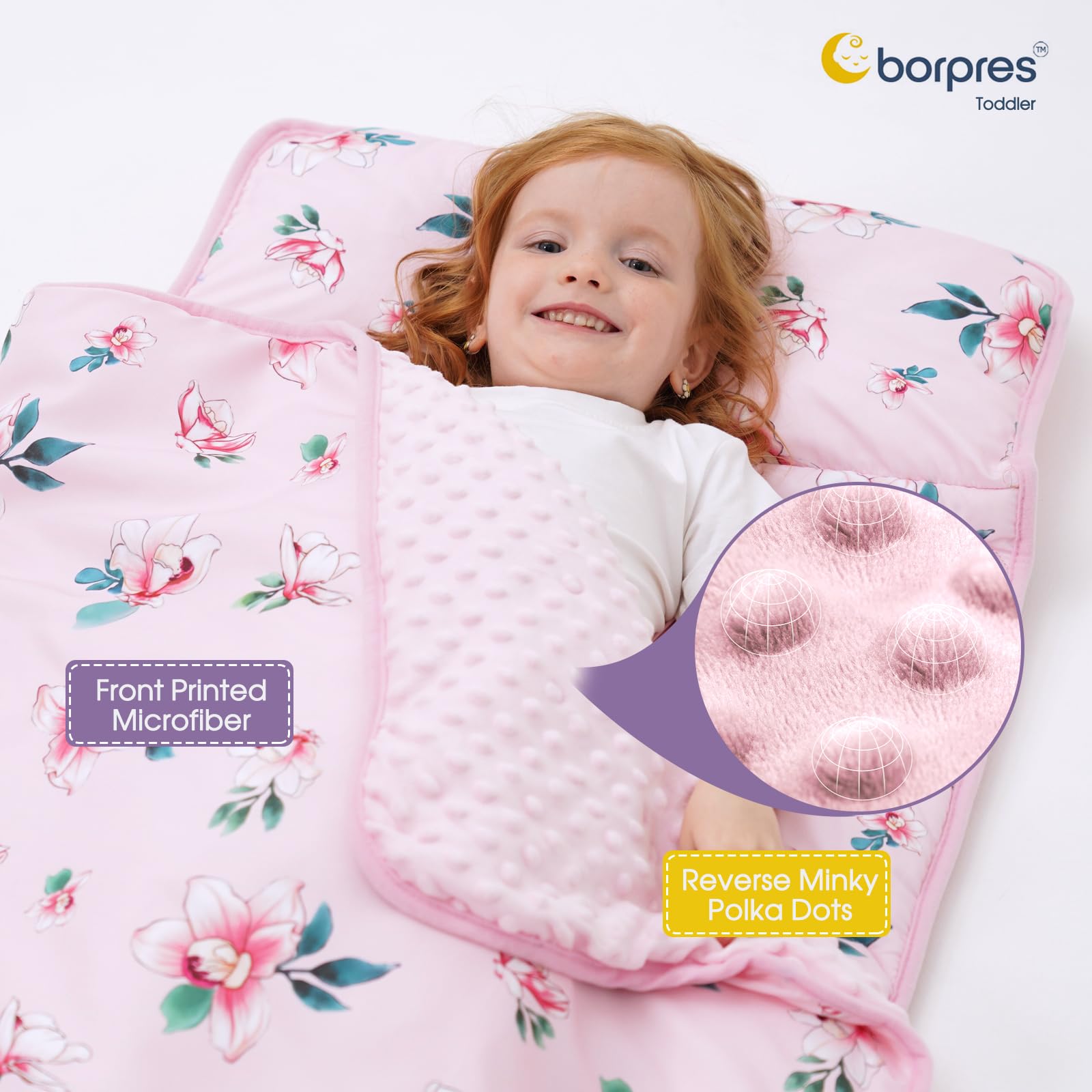 BORPRES nap mat roll-up with carry handle demonstrates travel-friendly design.