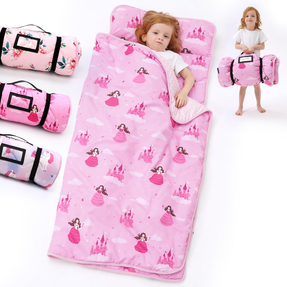 BORPRES nap mat roll-up with carry handle, ideal for daycare naps.