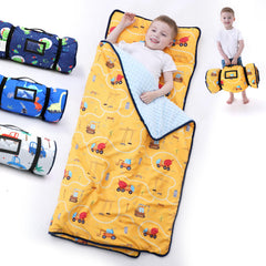BORPRES nap mat with tractor design roll for convenient naptime on the go