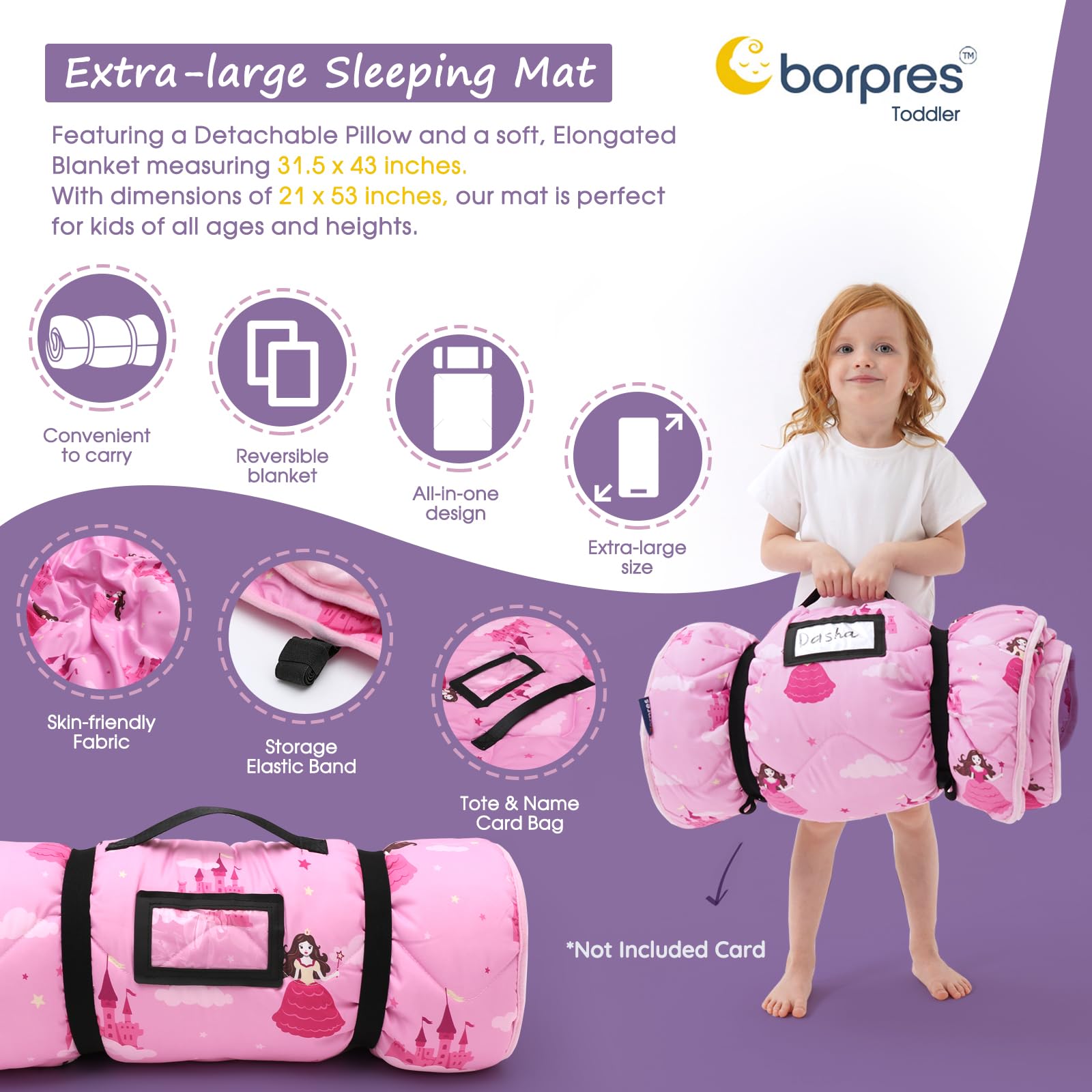 BORPRES travel-ready nap mat folds compactly for trips.